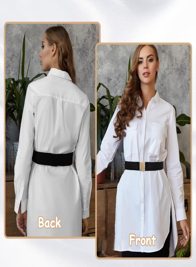 OWMOSYX 3 PCS Wide Stretchy Belt for Women Vintage Elastic Belts for Dresses Stretch Waist Belt with Golden Buckle Black Khaki Brown - Image 5